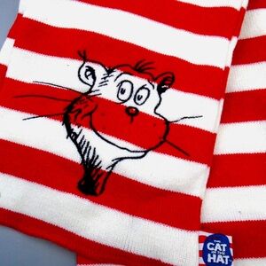 Dr. Seuss’s Cat in the Hat Red and White Striped Scarf Official Movie Merch.